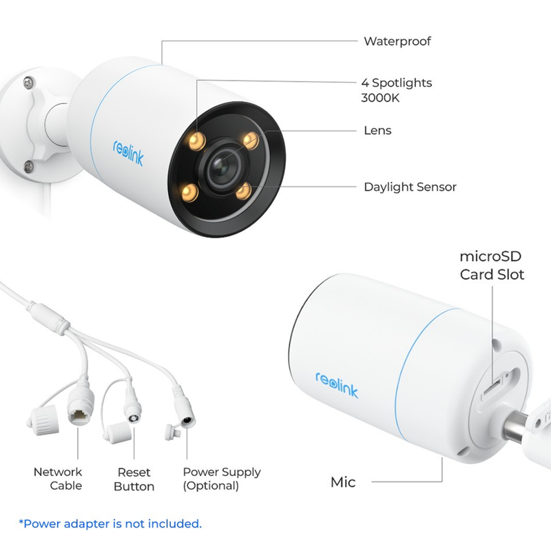 Reolink CX810 PoE Cam Udendørs 4K ColorX Night Vision Hvid - 3022173