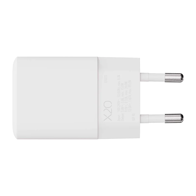 X2O 20W hjemmeladersæt USB-C med 1,2 m kabel GaN hvid - 3401003