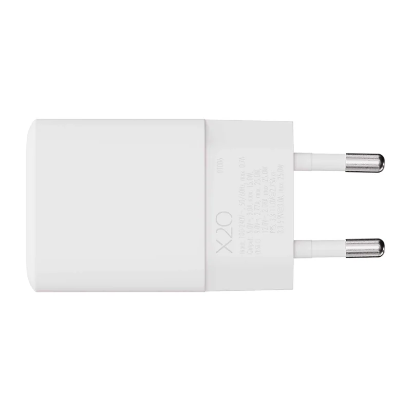 X2O 25W hjemmeladersæt USB-C med 1,2 m kabel GaN hvid - 3401006