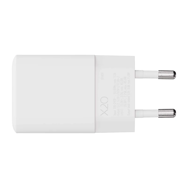 X2O 45W dobbelt hjemmelader USB-C/C GaN hvid - 3401009