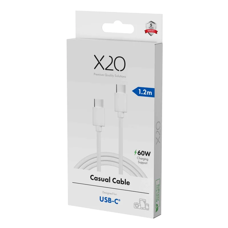 X2O Basic 60W USB-C/C-kabel 1,2 m hvid - 3401018
