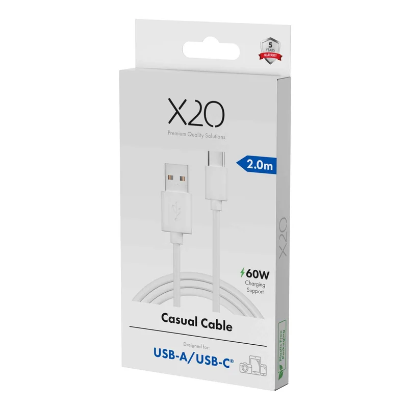 X2O Basic USB-A/C 60W-kabel 2 m hvid - 3401041