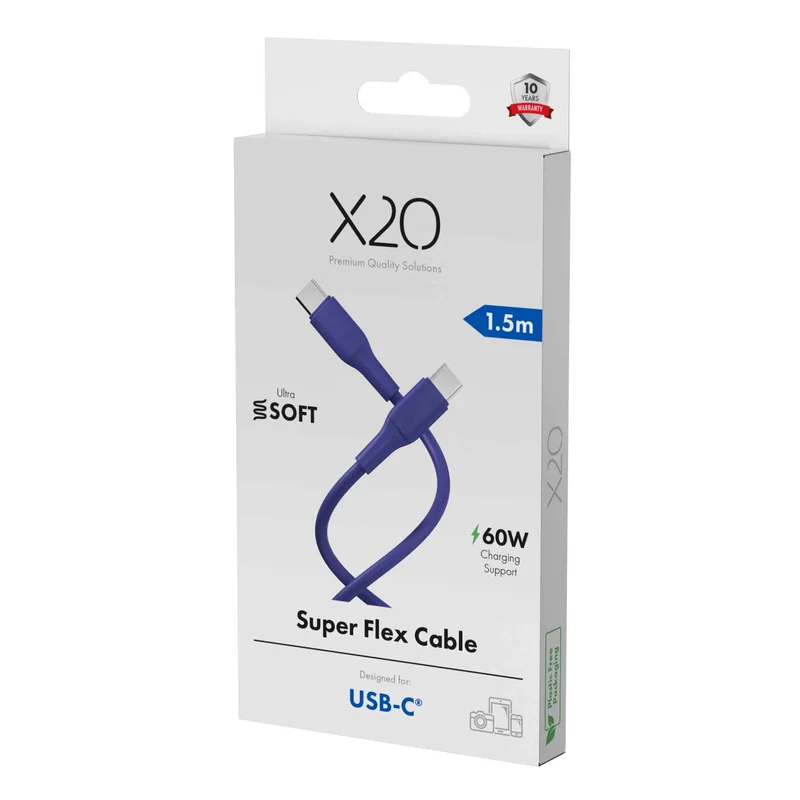 X2O SUPERFLEX 60W USB-C/C-kabel 1,5 m mørkeblå - 3401052