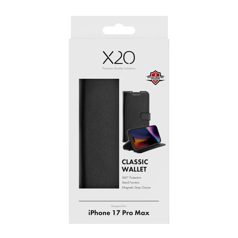 X2O Classic Wallet Apple iPhone 17 Pro Max Sort - 3410008