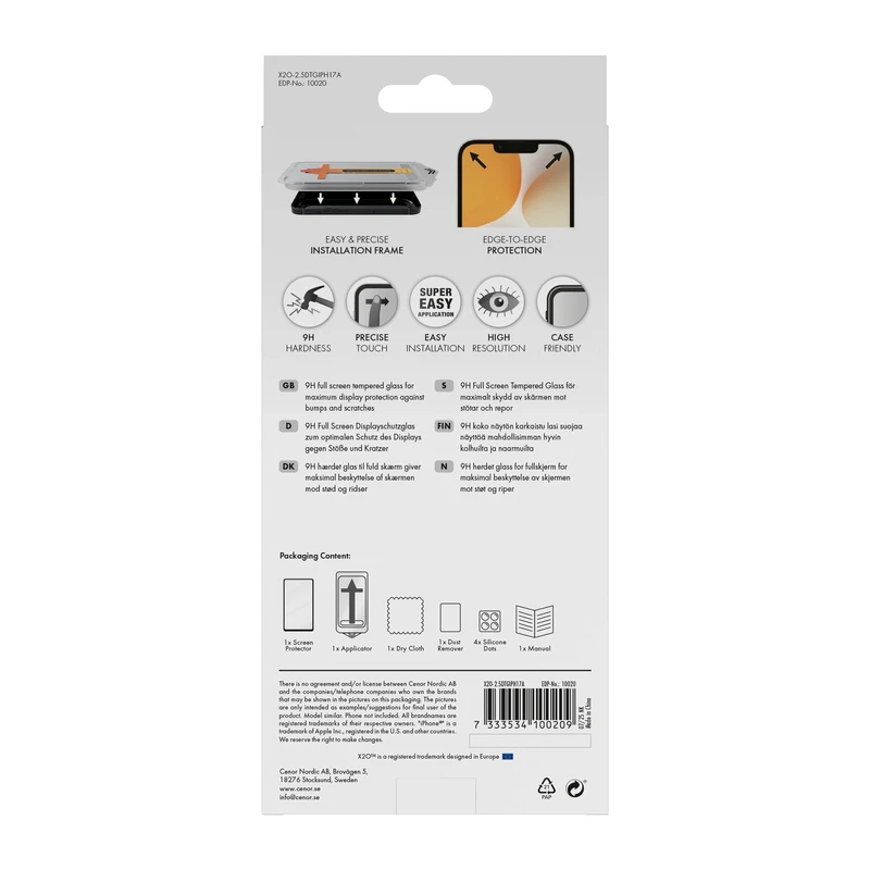 X2O Fuldskærm Beskyttelsesglas Apple iPhone Air - 3410020