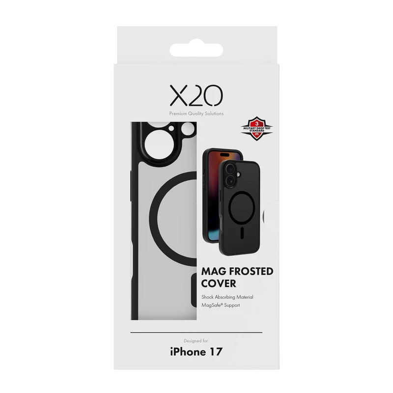 X2O Mag Frosted Cover Apple iPhone 17 Semi-Klar/Sort - 3410031