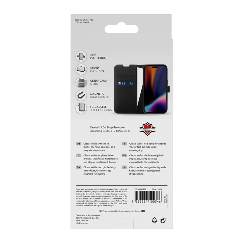 X2O Classic Wallet Apple iPhone 17 Sort - 3410034