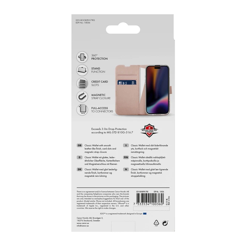 X2O Classic Wallet Apple iPhone 17 Rose Gold - 3410036