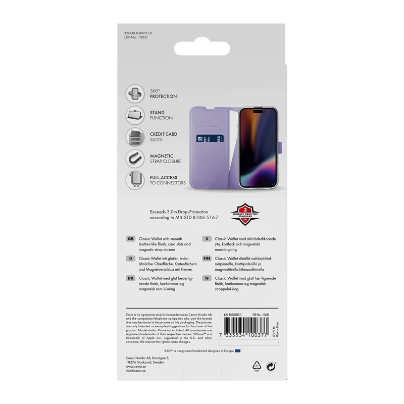 X2O Classic Wallet Apple iPhone 17 Lavender - 3410037