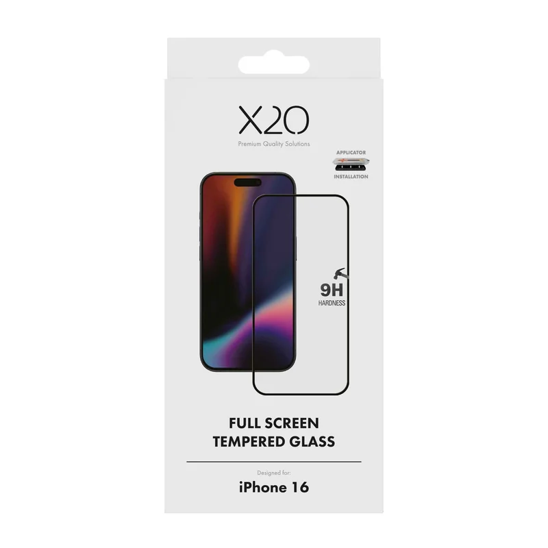 X2O Fuldskærm Beskyttelsesglas Apple iPhone 16 - 3410040