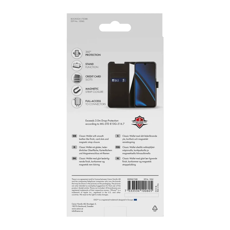 X2O Classic Wallet Samsung Galaxy A17 5G Sort - 3410060
