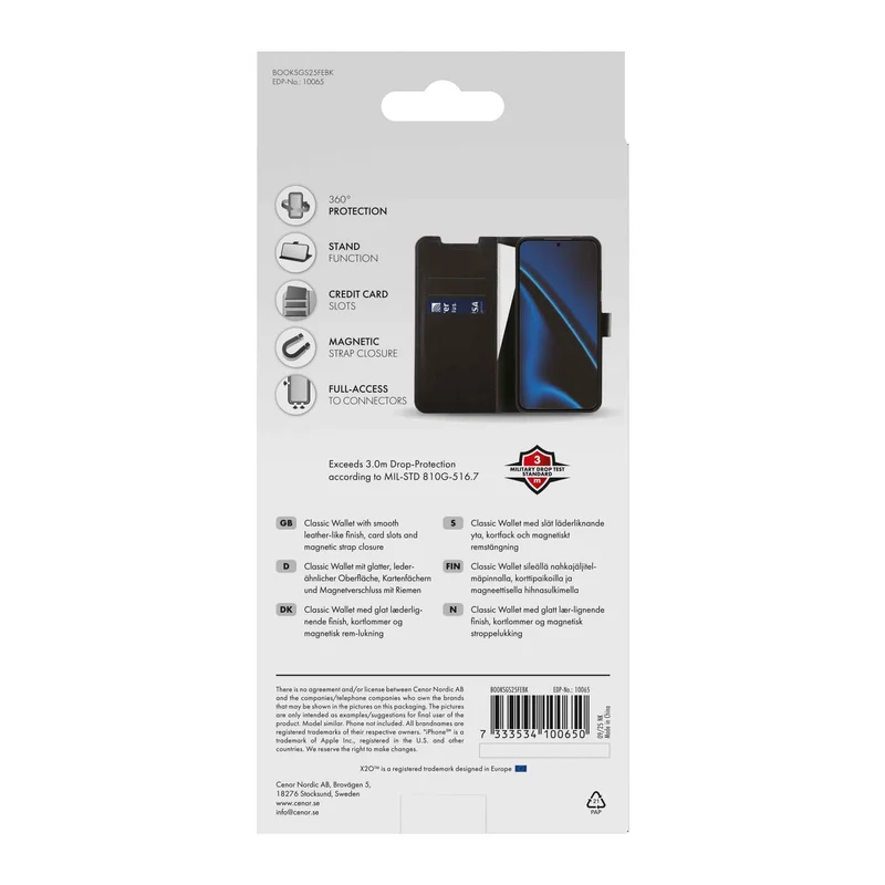 X2O Classic Wallet Samsung Galaxy S25 FE Sort - 3410065