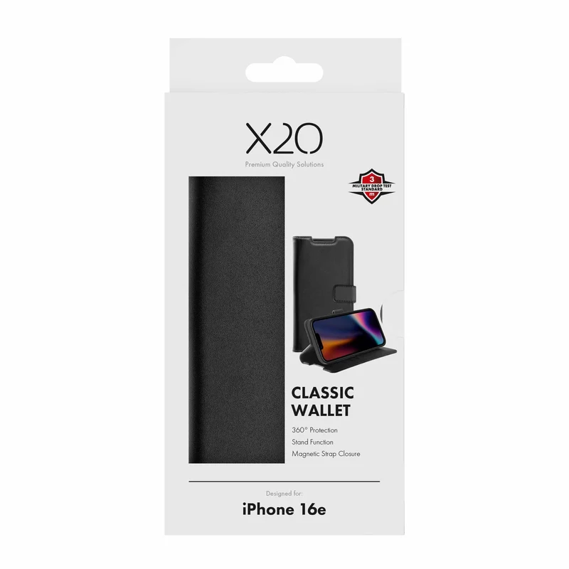 X2O Classic Wallet Apple iPhone 17e/16e Sort - 3410079