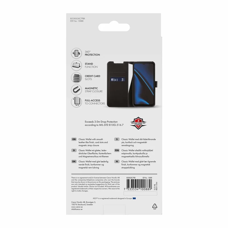X2O Classic Wallet Samsung Galaxy Xcover7 Pro Sort - 3410088