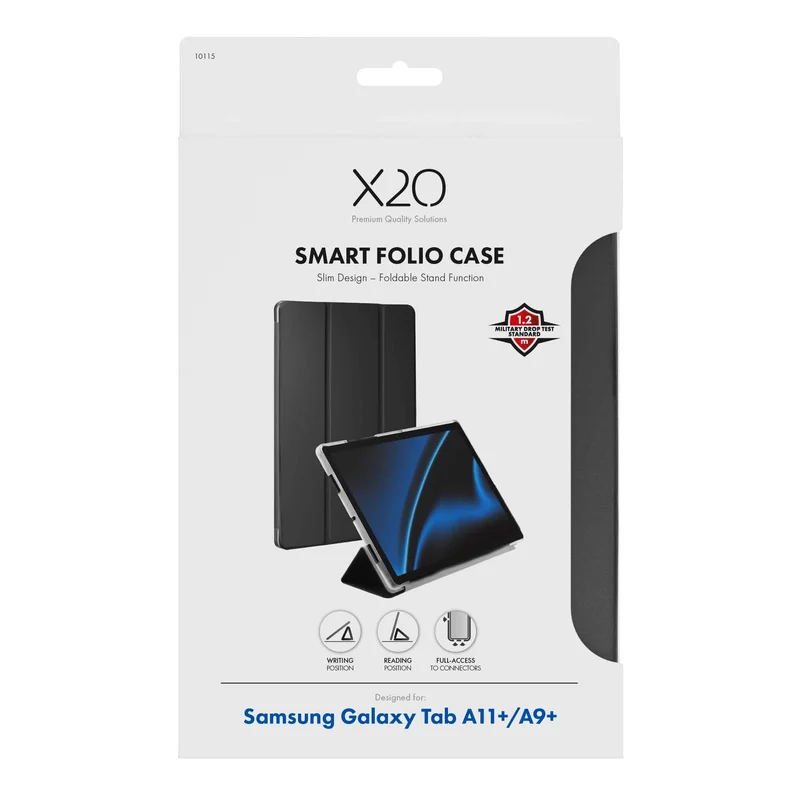 X2O Smart Folio Etui Samsung Galaxy Tab A11+/A9+ Sort - 3410115