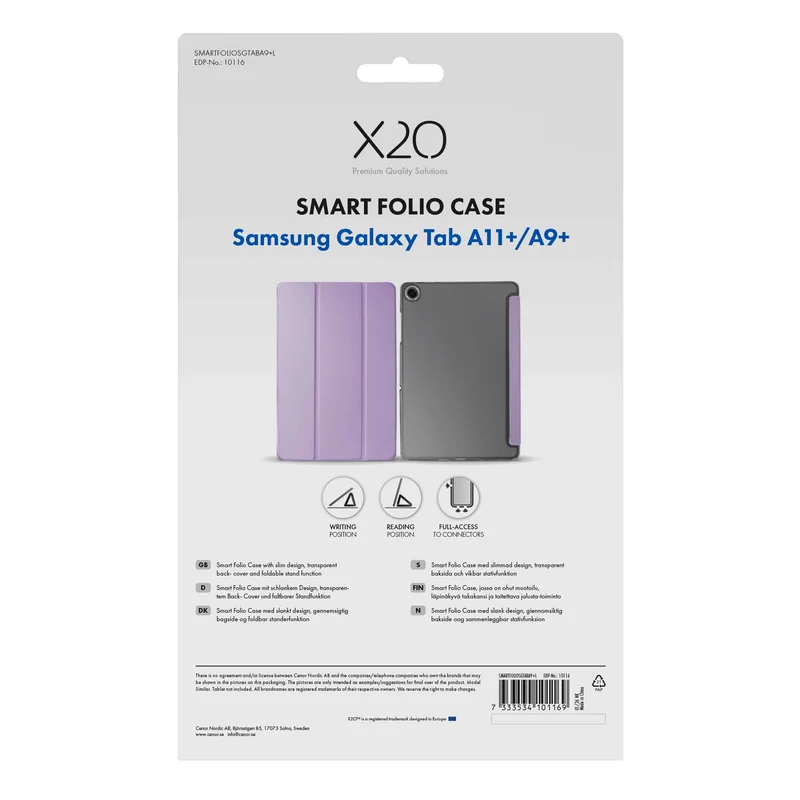 X2O Smart Folio Etui Samsung Galaxy Tab A11+/A9+ Lavender - 3410116