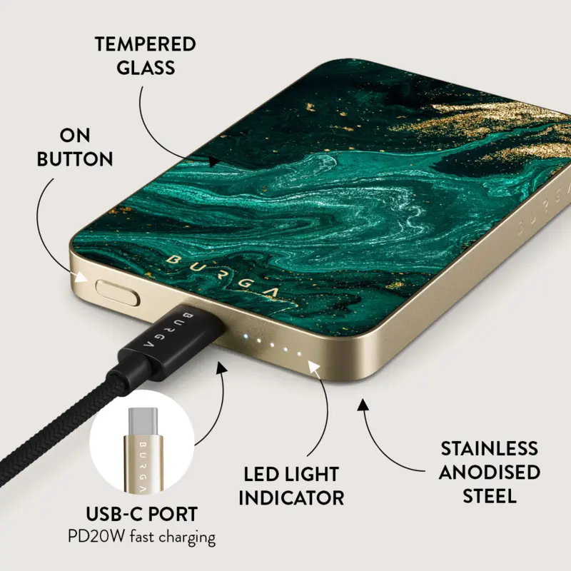 Burga Emerald Pool - MagSafe Power Bank 5000 mAh Guld - 4108379