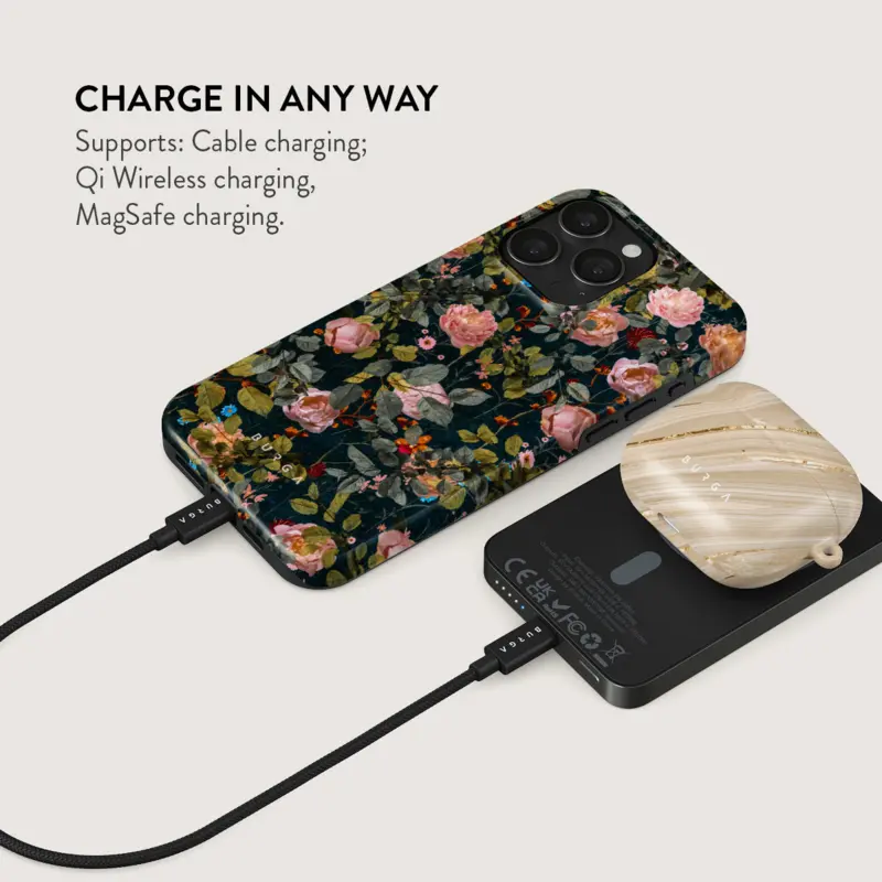 Burga Bloomy Garden - MagSafe Power Bank 5000 mAh Gunmetal - 4108396