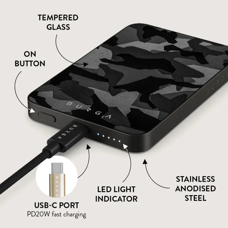 Burga Night Black Camo - MagSafe Power Bank 5000 mAh Gunmetal - 4108474