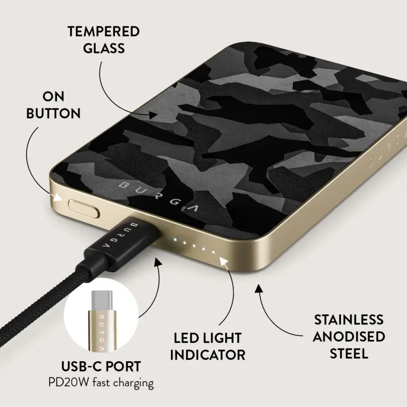 Burga Night Black Camo - MagSafe Power Bank 5000 mAh Guld - 4108475