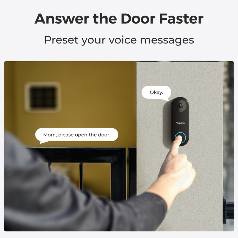 Reolink (D340W) Video-dørklokke WiFi Smart 2K+ Sort - 5398412