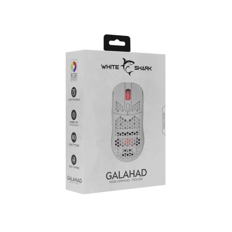 White Shark GALAHAD Gaming Mus Kablet 6D 7.200dpi Hvid - 7326624