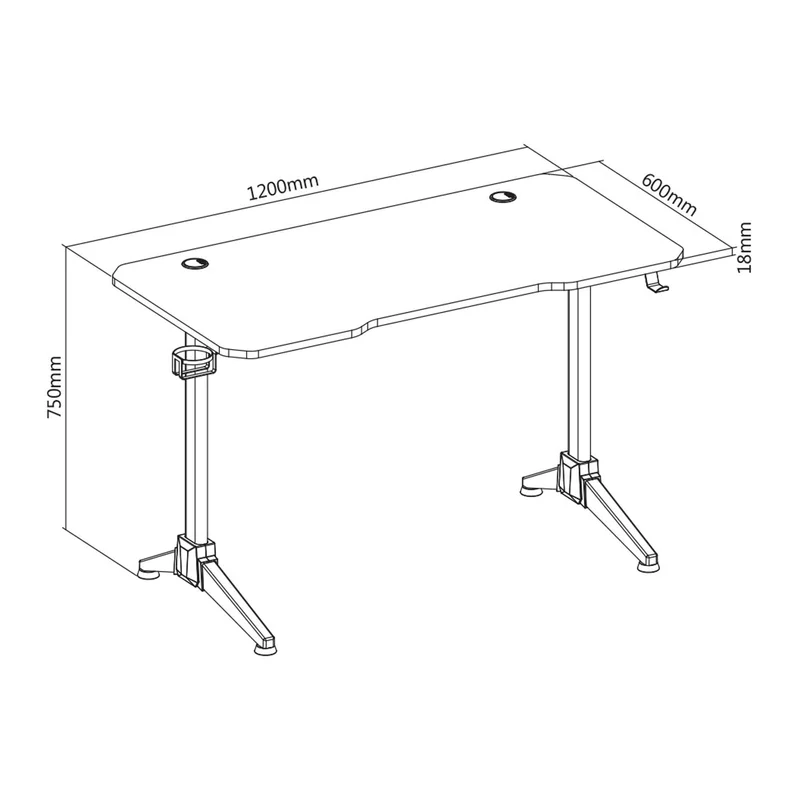 White Shark FIRE SHADOW Spillebord 120x60x75cm Sort/Rød - 7326764