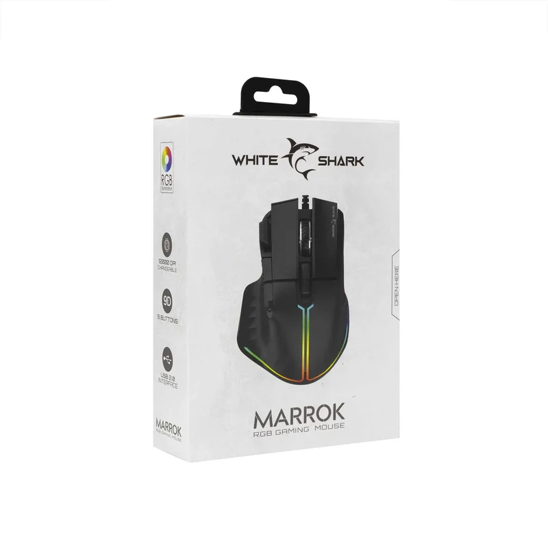 White Shark MARROK Gaming Mus Kablet 9D 12.000dpi Sort - 7327116