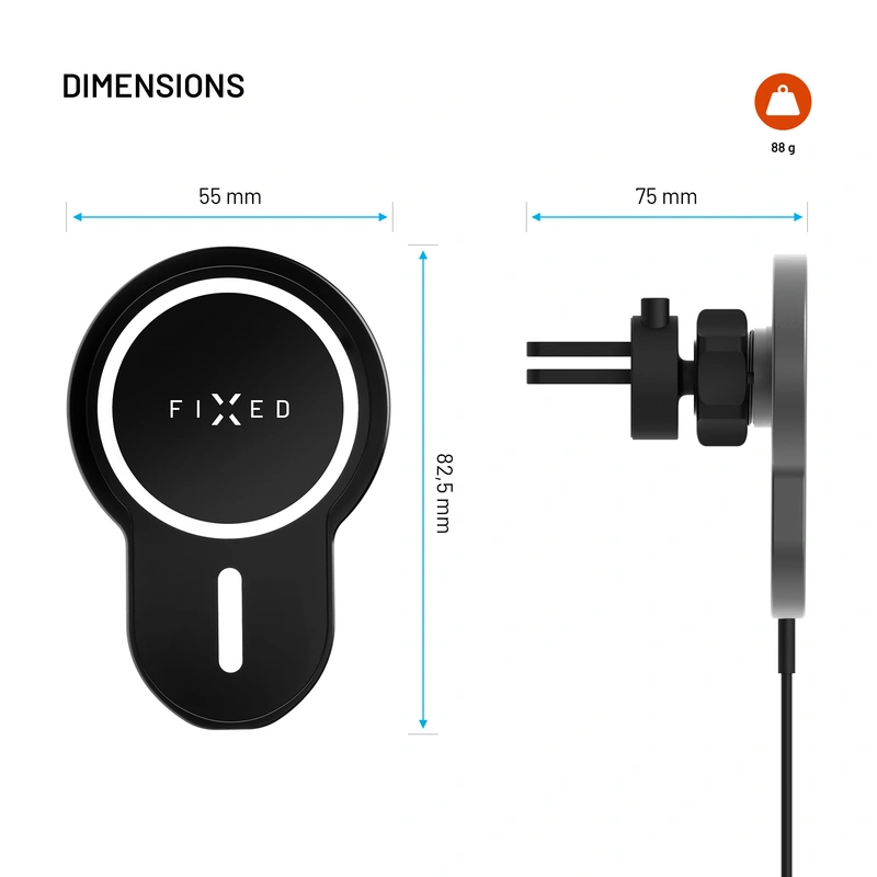 FIXED MagClick 15W Telefonholder til ventilationsgaller - 8012231
