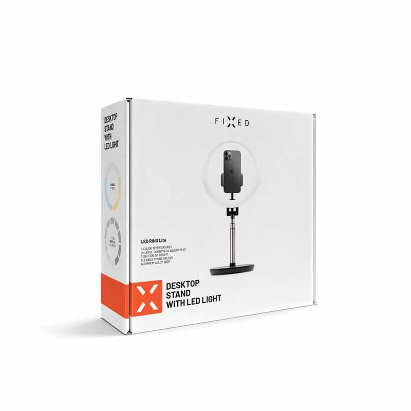 FIXED LED Ring Desktop Tripod Telefonholder Sort - 8012895