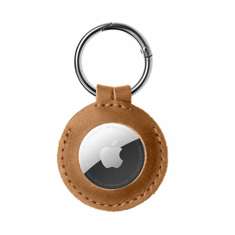 FIXED Ægte læder nøglering etui til AirTag Brun - 8013169