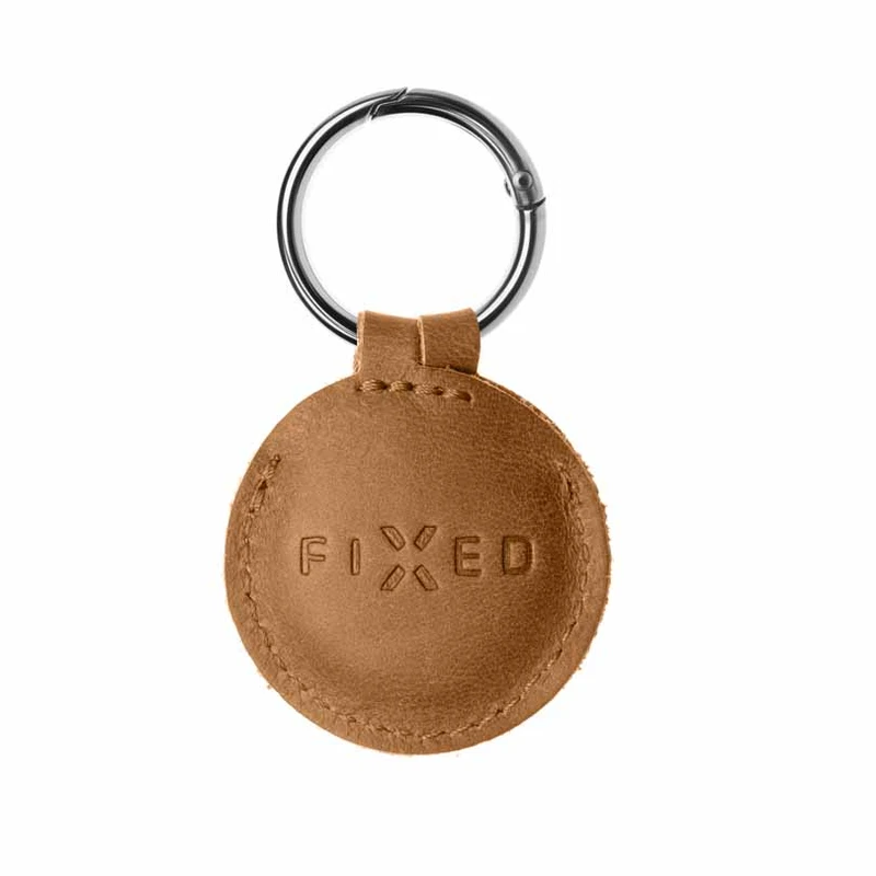 FIXED Ægte læder nøglering etui til AirTag Brun - 8013169