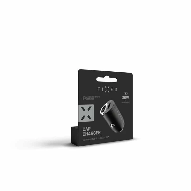 FIXED Super Hurtig Biloplader 30W 2x USB-C PD Sort - 8013473