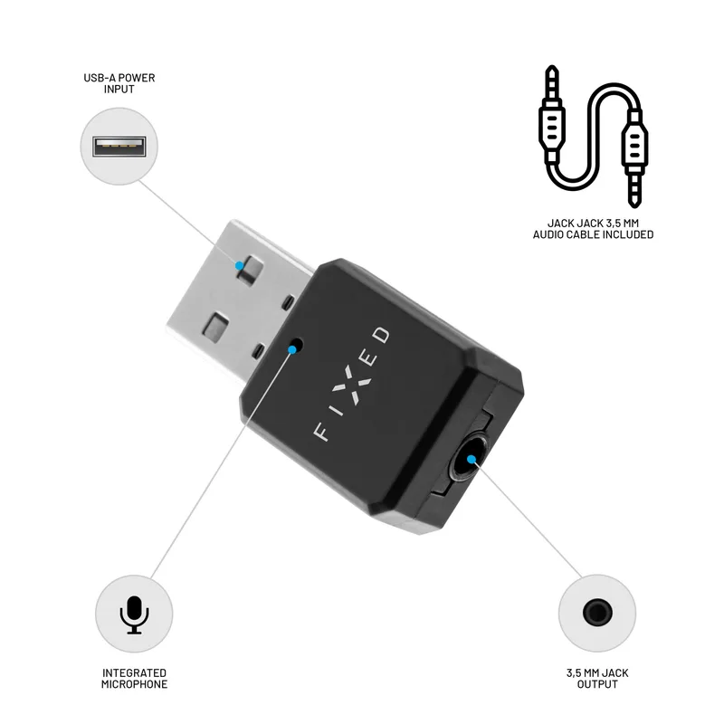 FIXED SIGNAL Bluetooth-lydmodtager 3.5mm Sort - 8013622