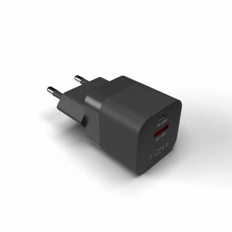 FIXED Hurtig Mini Hjemmeoplader 20W USB-C PD/USB-A Sort - 8014585