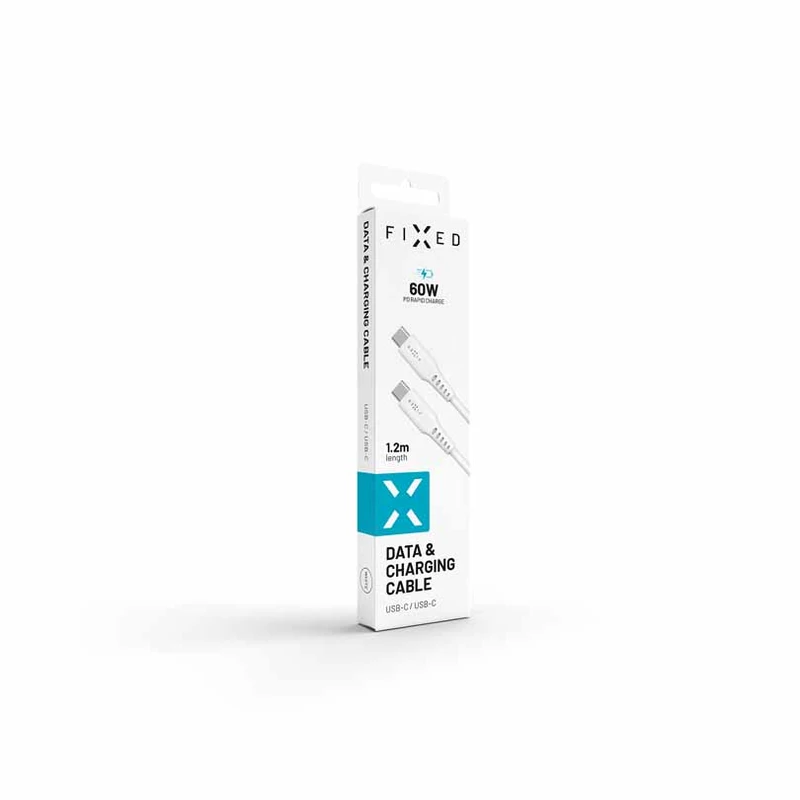 FIXED LIQUID silikone kabel 60W USB-C/C 1.2m Hvid - 8014728