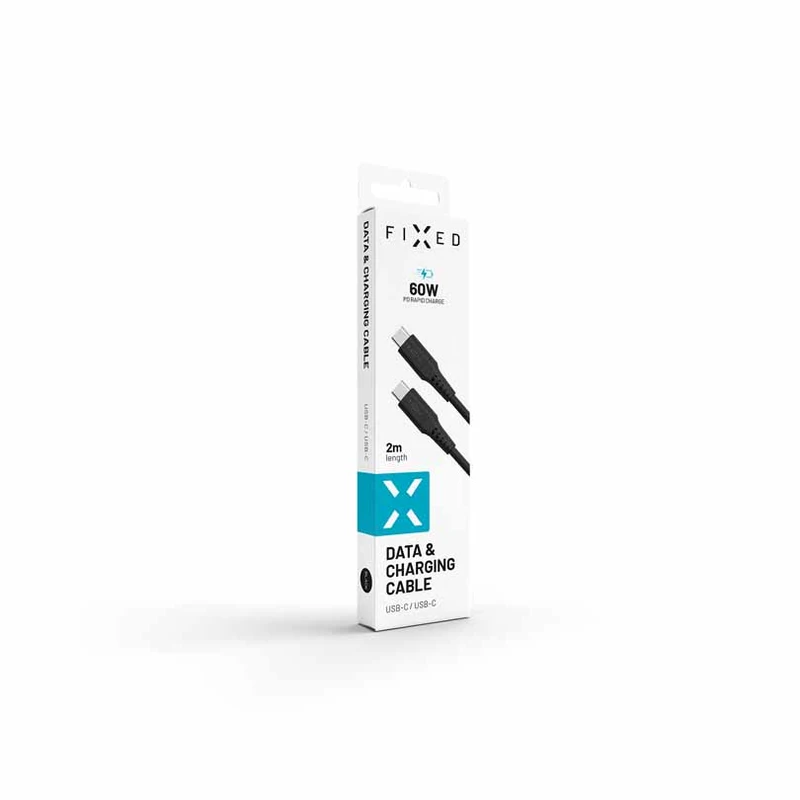 FIXED LIQUID silikone kabel 60W USB-C/C 2m Sort - 8014729