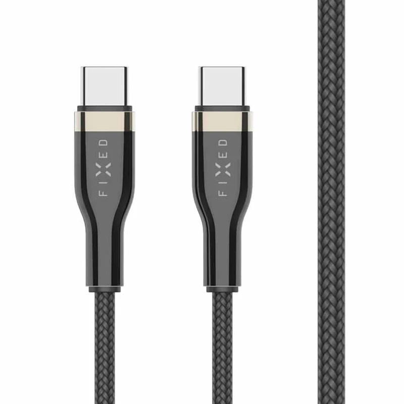 FIXED METAL 100W USB-C/C flettet kabel 1.2m Sort - 8014739