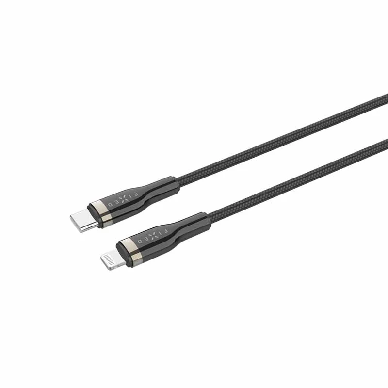 FIXED METAL USB-C/Lightning MFI flettet kabel 2m Sort - 8014746