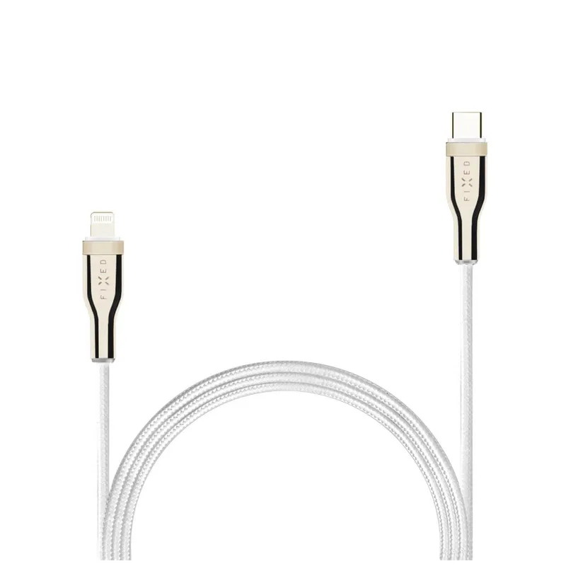 FIXED METAL USB-C/Lightning MFI flettet kabel 2m Hvid - 8014747