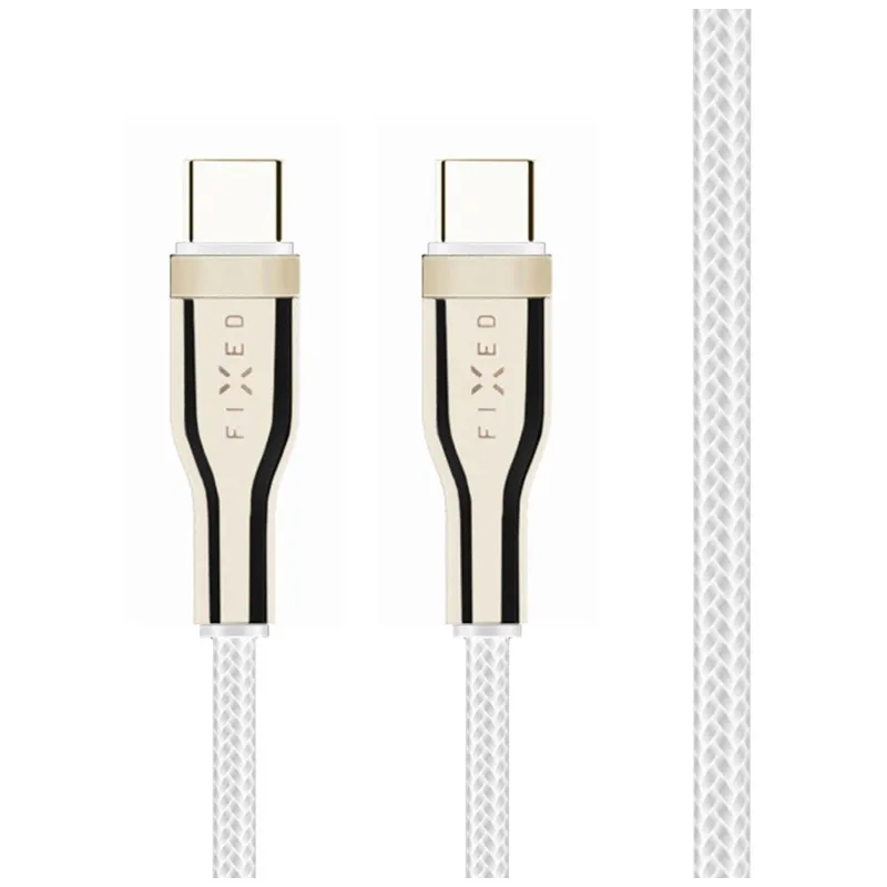 FIXED METAL 100W USB-C/C flettet kabel 1.2m Hvid - 8014748