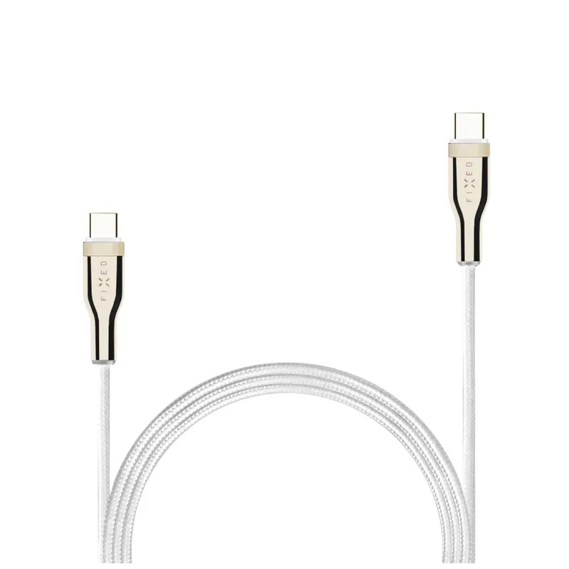 FIXED METAL 100W USB-C/C flettet kabel 1.2m Hvid - 8014748