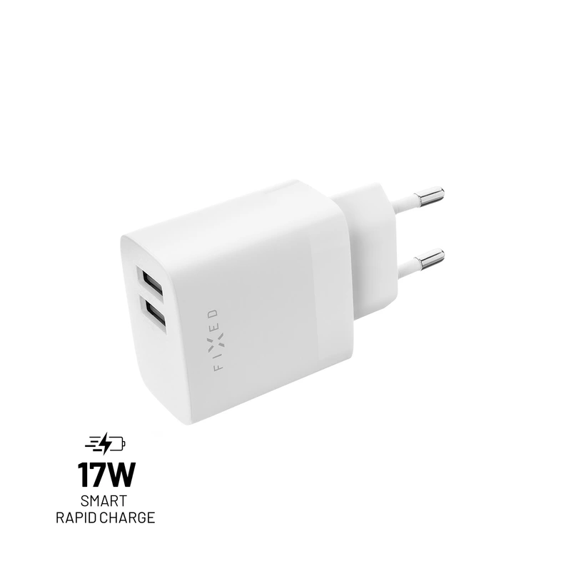 FIXED Hjemmeoplader 2xUSB-A 17W Hvid - 8014994