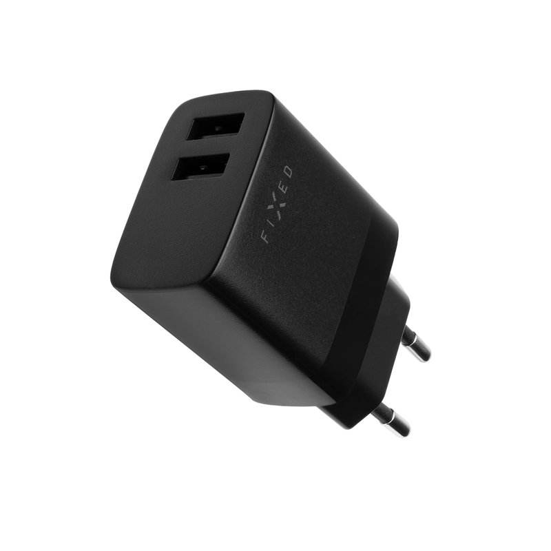 FIXED Hjemmeoplader 2xUSB-A 17W Sort - 8014995