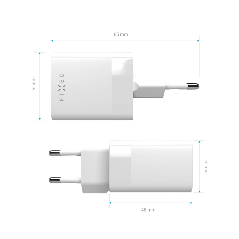 FIXED Super Hurtig Mini Hjemmeoplader 45W USB-C PD+USB-A - 8014999