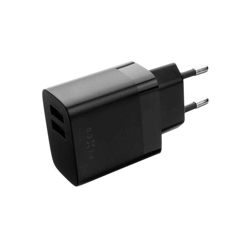 FIXED Hjemmeoplader 2x USB-A 17W/USB-C kabel 1m Sort - 8015120
