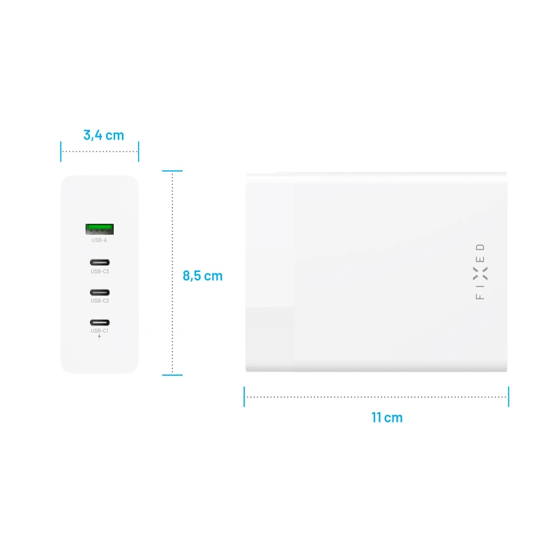FIXED Super Hurtig GaN Bordoplader 200W 3xUSB-C/USB-A - 8016119