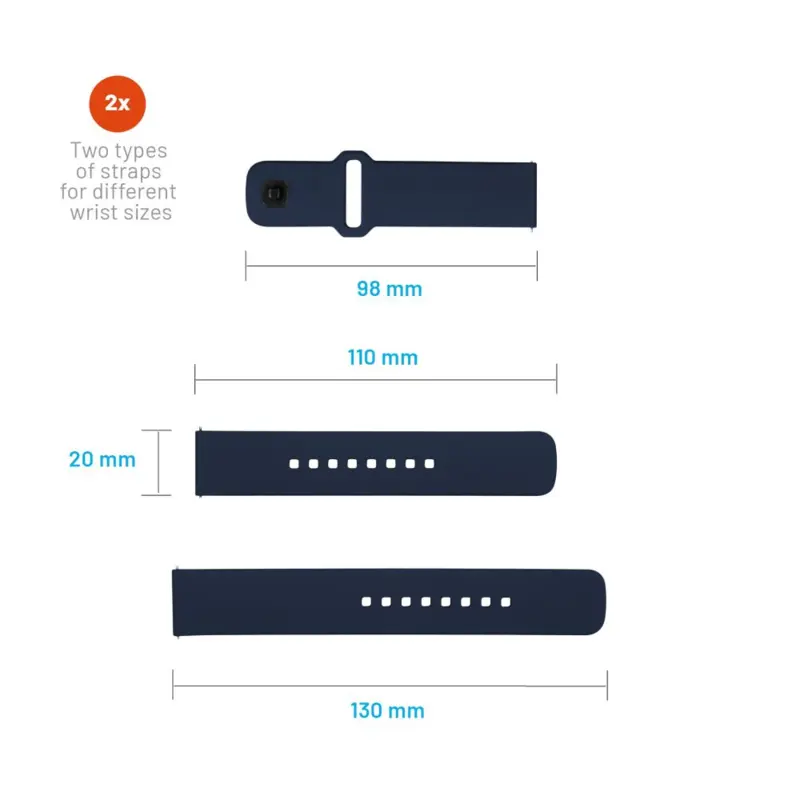 FIXED Silikone rem til Smartwatch Universal 20 mm Blå - 8016123