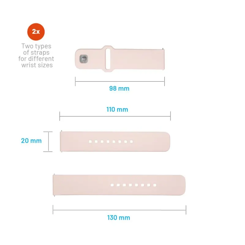 FIXED Silikone rem til Smartwatch Universal 20mm Lyserød - 8016125