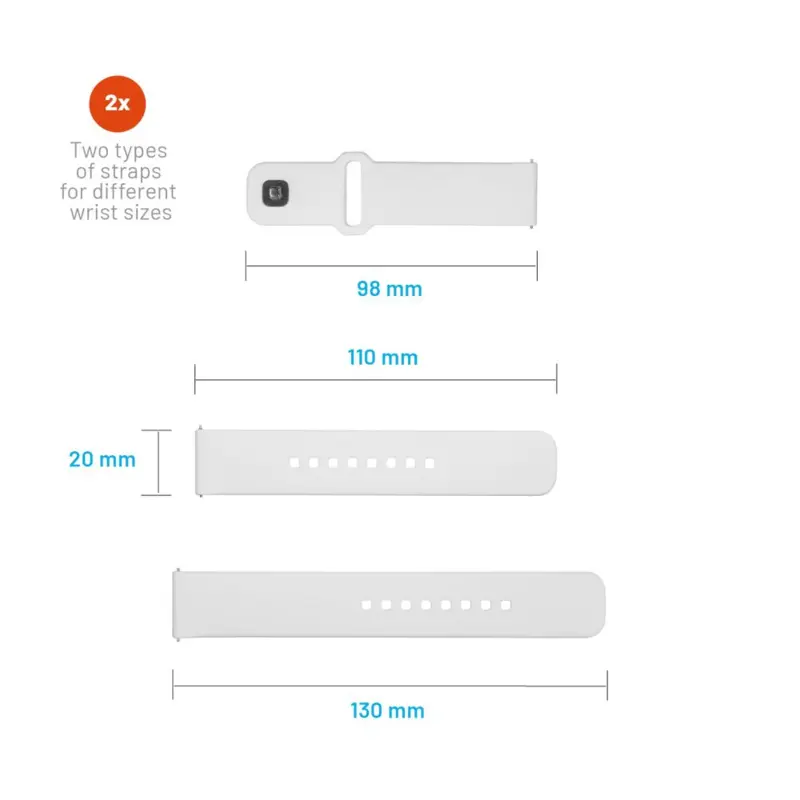 FIXED Silikone rem til Smartwatch Universal 20 mm Hvid - 8016126